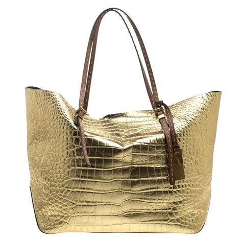 michael kors gia metallic crocodile embossed leather tote|michael kors mini dresses.